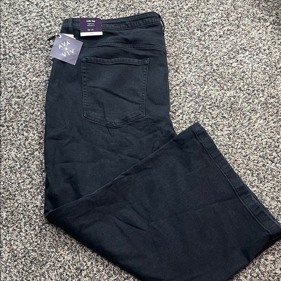 Ava & Viv Denim - Ava & Viv Wide Leg High Rise Relaxed Fit Black Denim Jeans Plus Size 26 | NWT